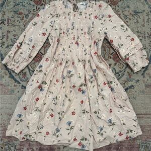 Madewell Pintuck Puff-Sleeve Mini Dress in Seaside Floral